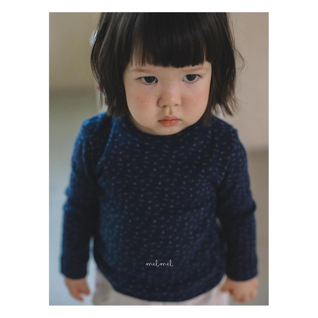 melmel フラワーリブTシャツ
