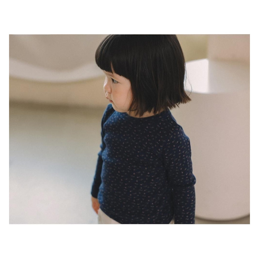 melmel フラワーリブTシャツ