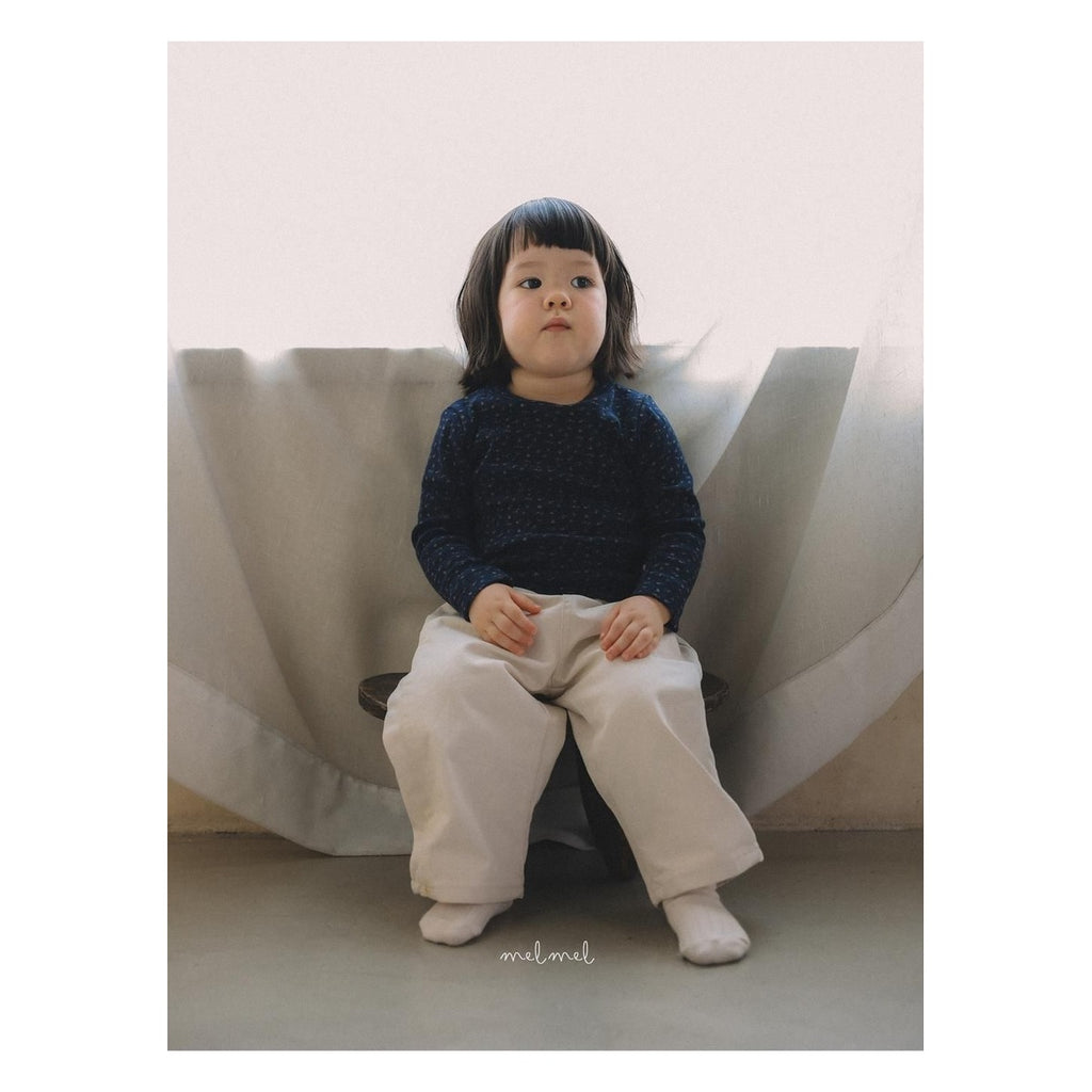 melmel フラワーリブTシャツ