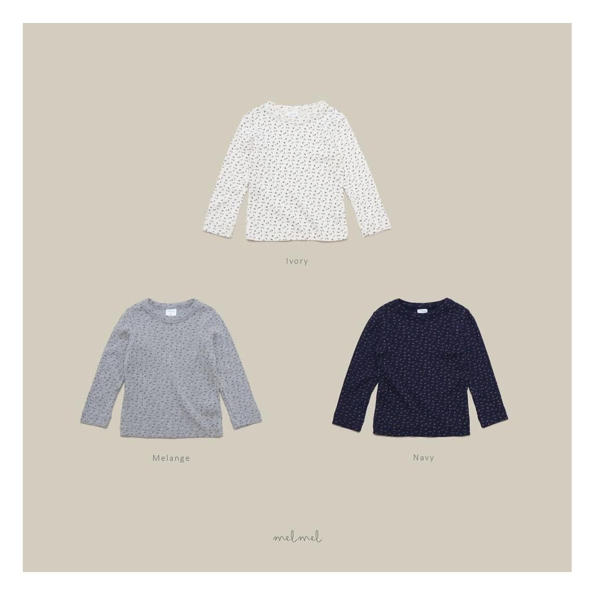 melmel フラワーリブTシャツ