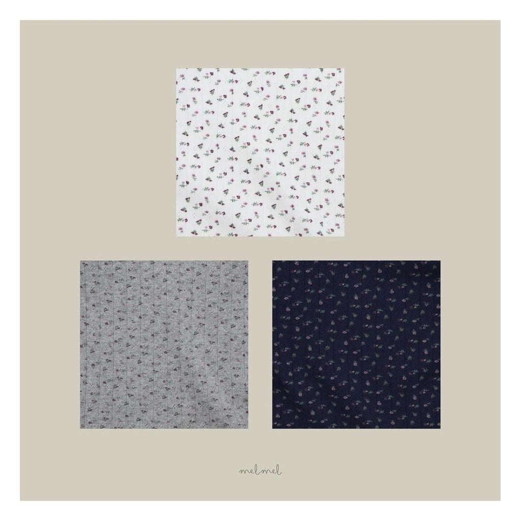 melmel フラワーリブTシャツ