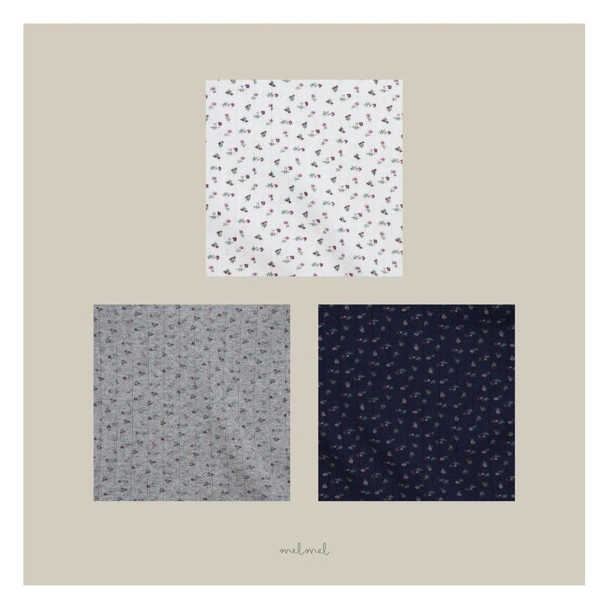 melmel フラワーリブTシャツ