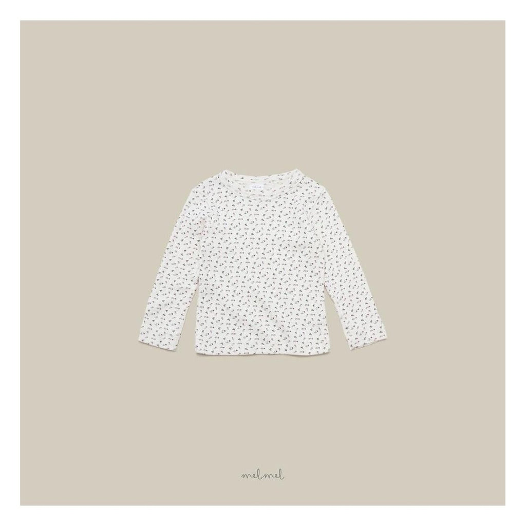 melmel フラワーリブTシャツ