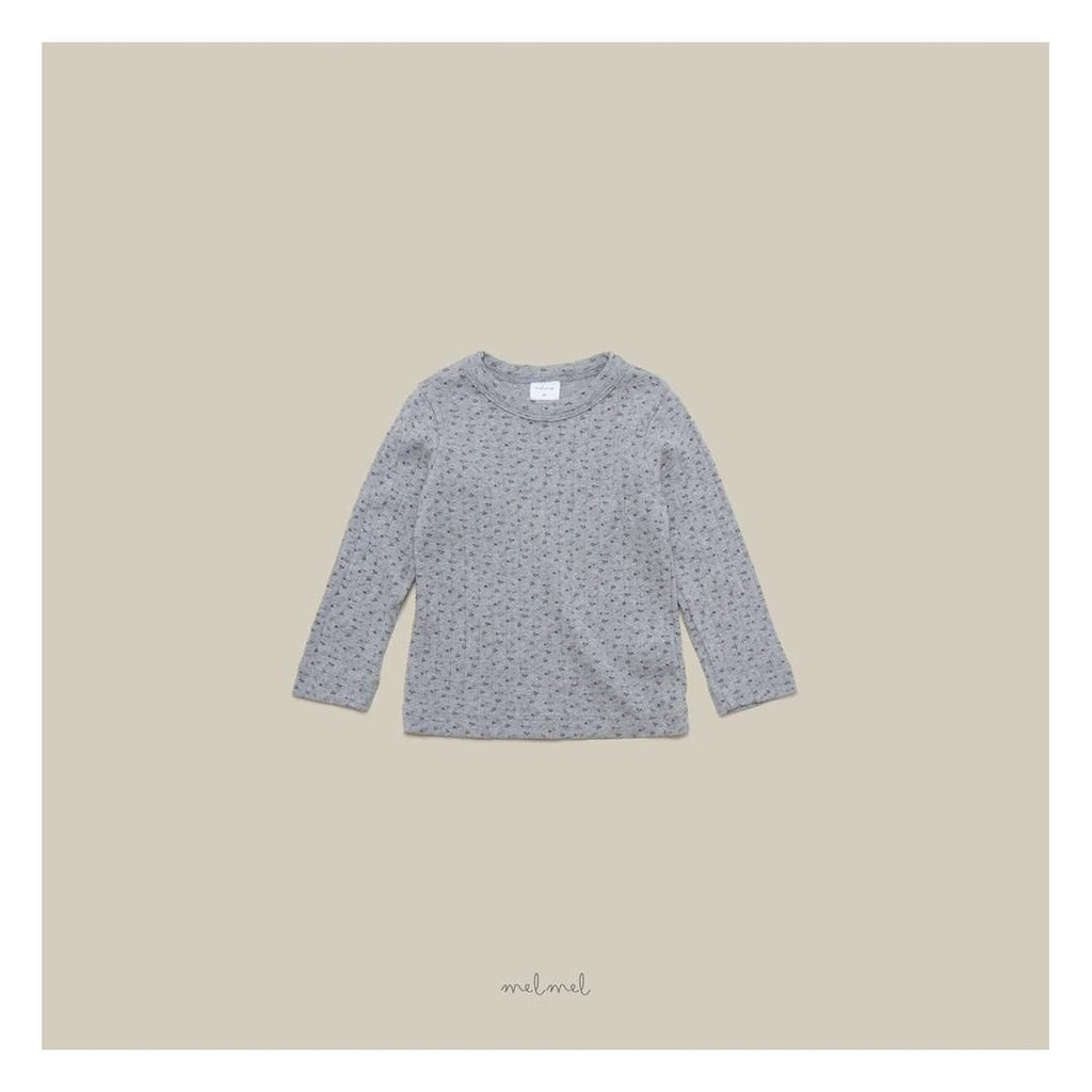 melmel フラワーリブTシャツ