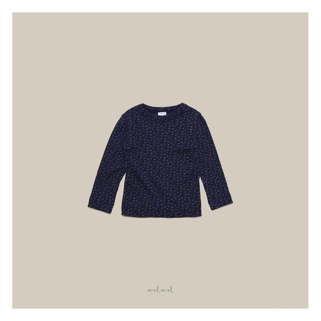 melmel フラワーリブTシャツ