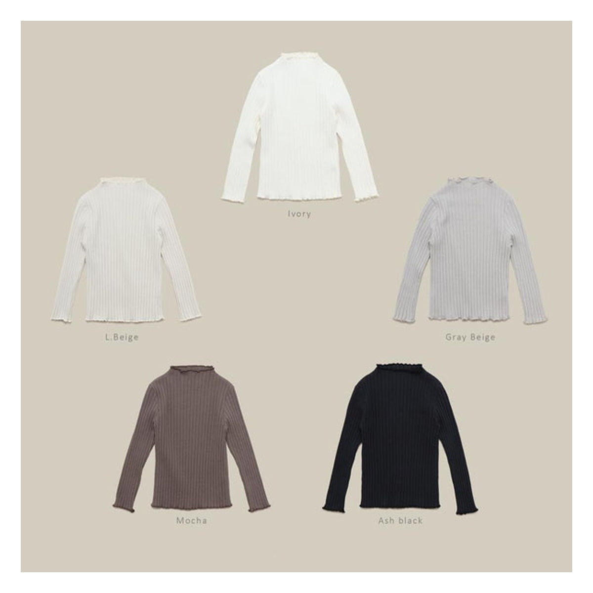melmel モックネックリブTシャツ