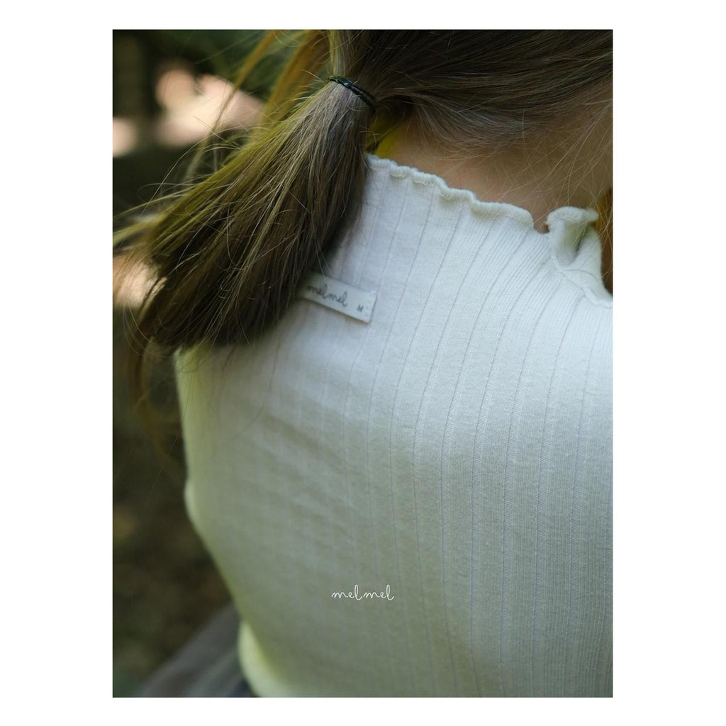 melmel モックネックリブTシャツ