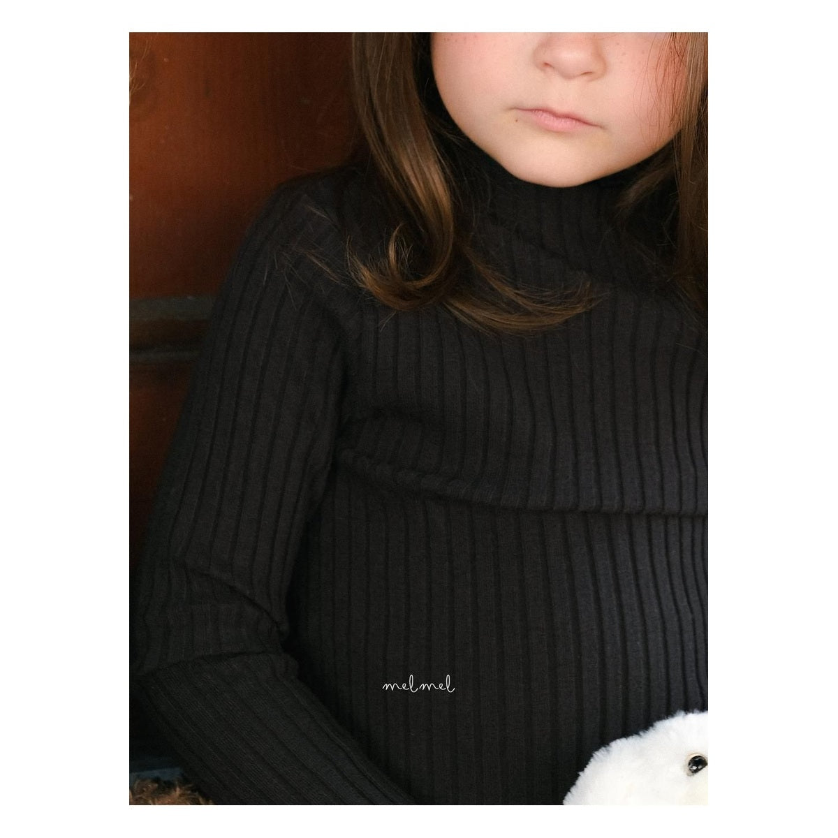 melmel モックネックリブTシャツ