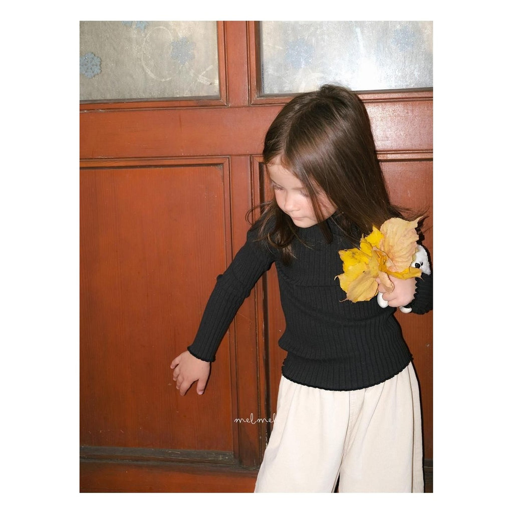 melmel モックネックリブTシャツ