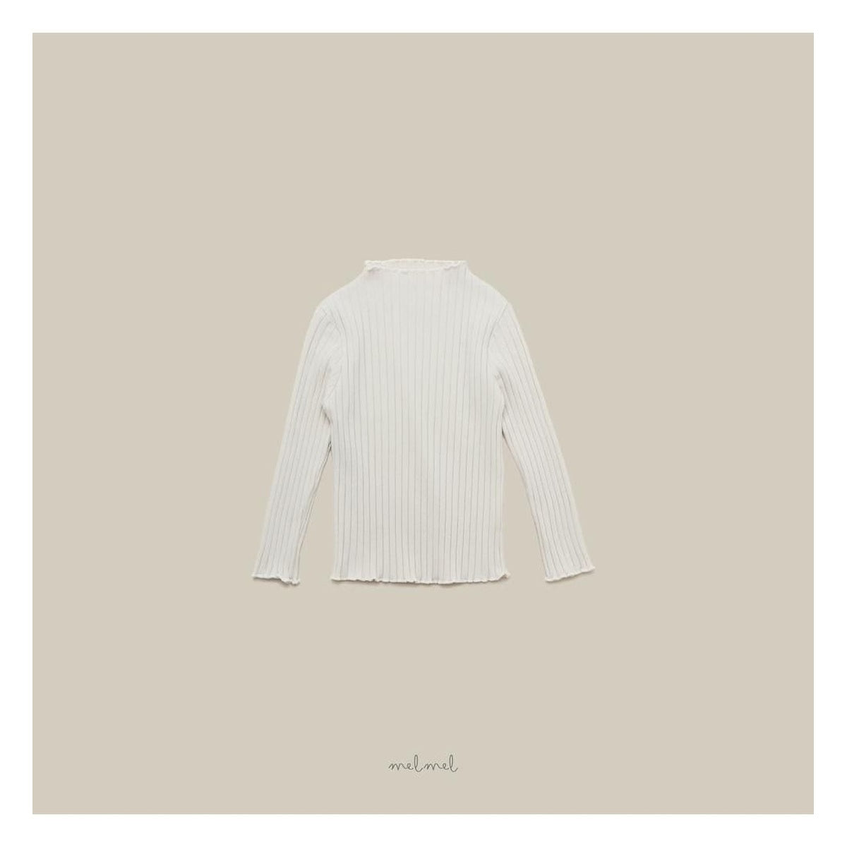 melmel モックネックリブTシャツ