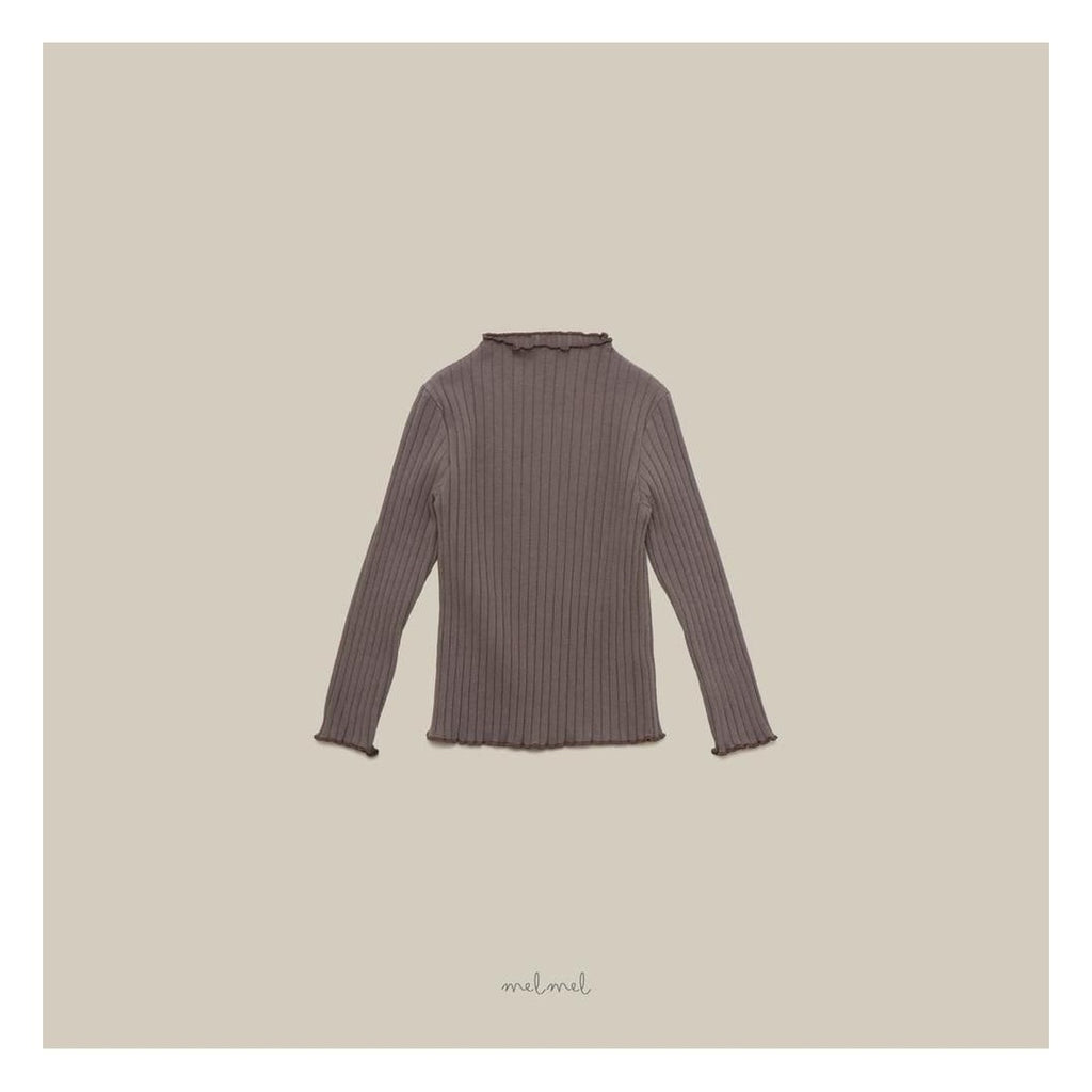 melmel モックネックリブTシャツ