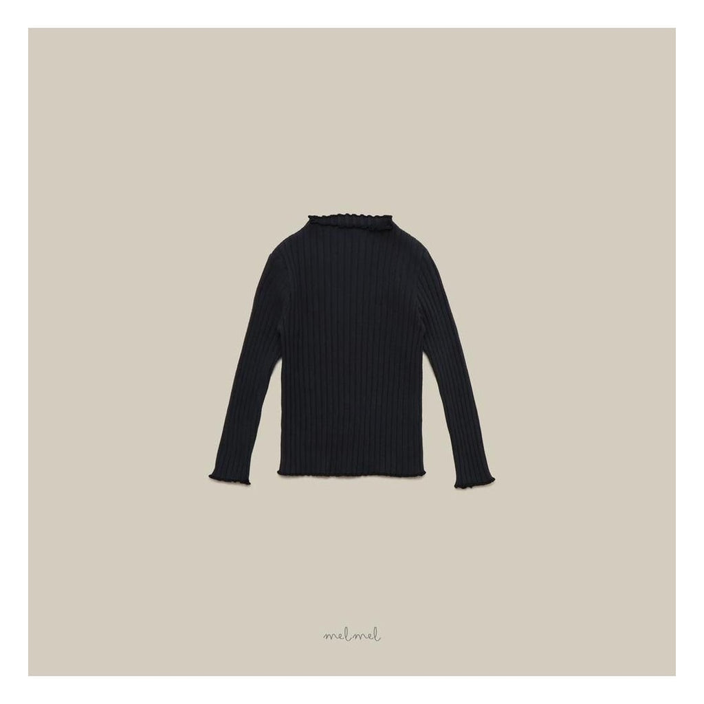 melmel モックネックリブTシャツ