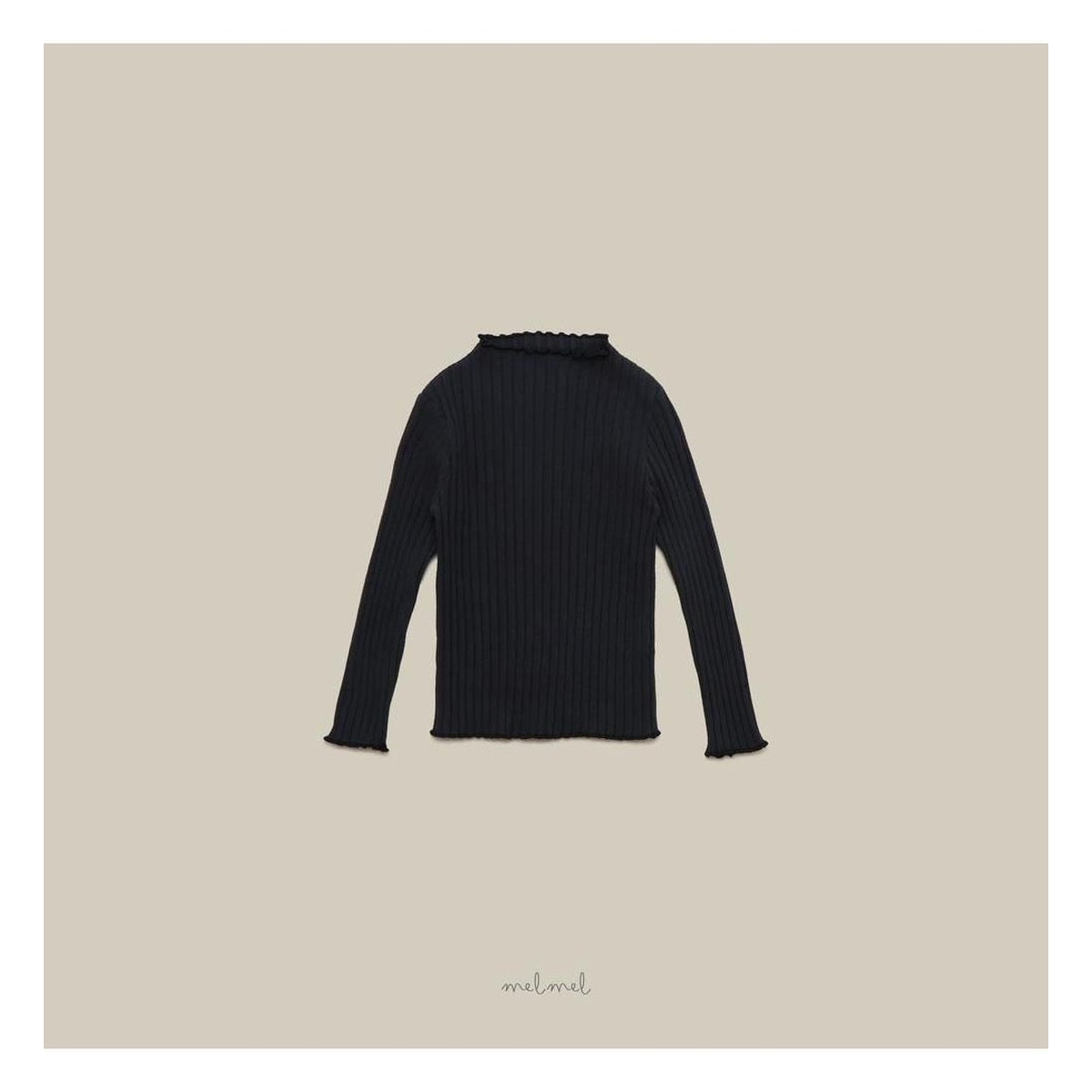 melmel モックネックリブTシャツ