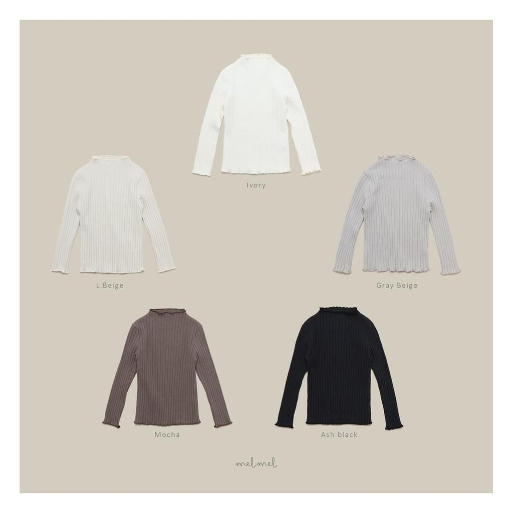 melmel モックネックリブTシャツ