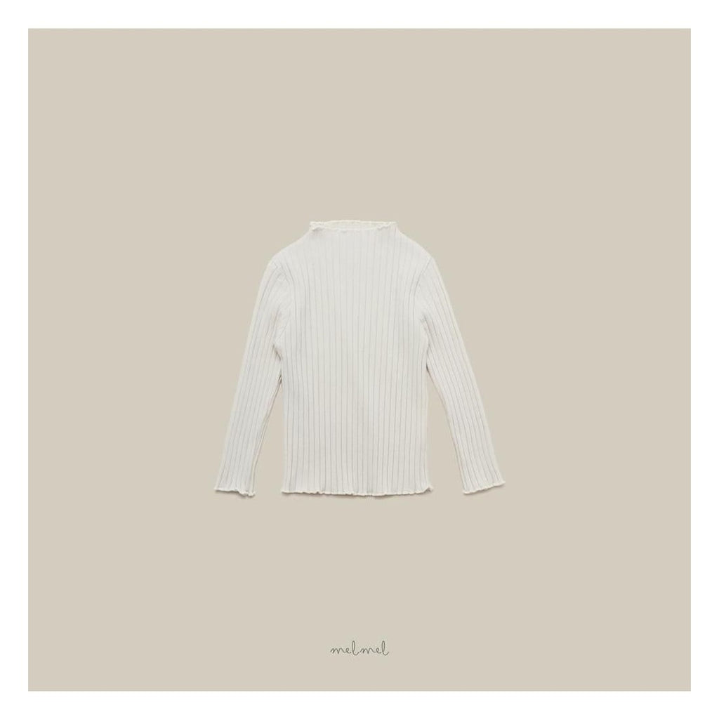 melmel モックネックリブTシャツ