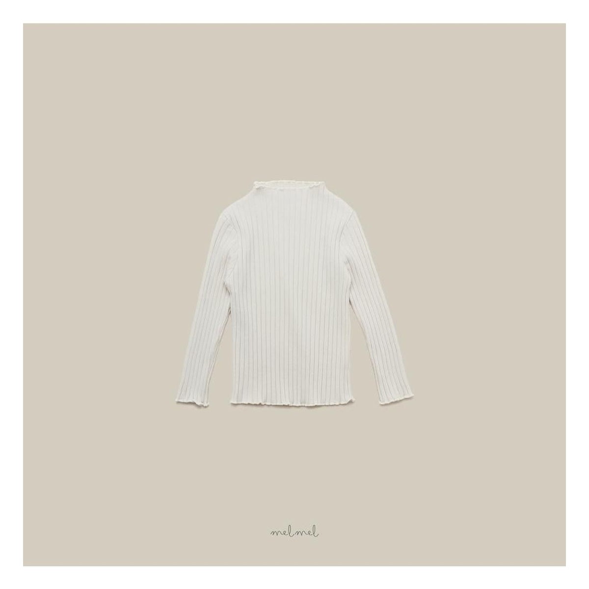 melmel モックネックリブTシャツ