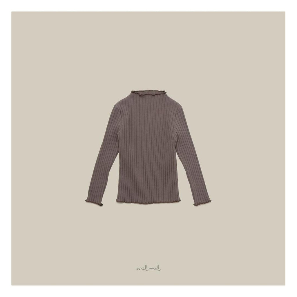 melmel モックネックリブTシャツ