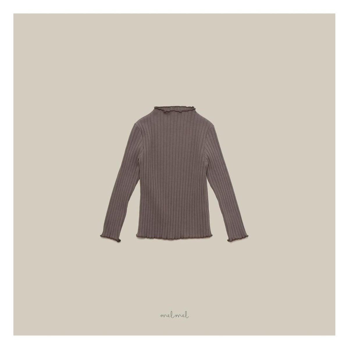 melmel モックネックリブTシャツ