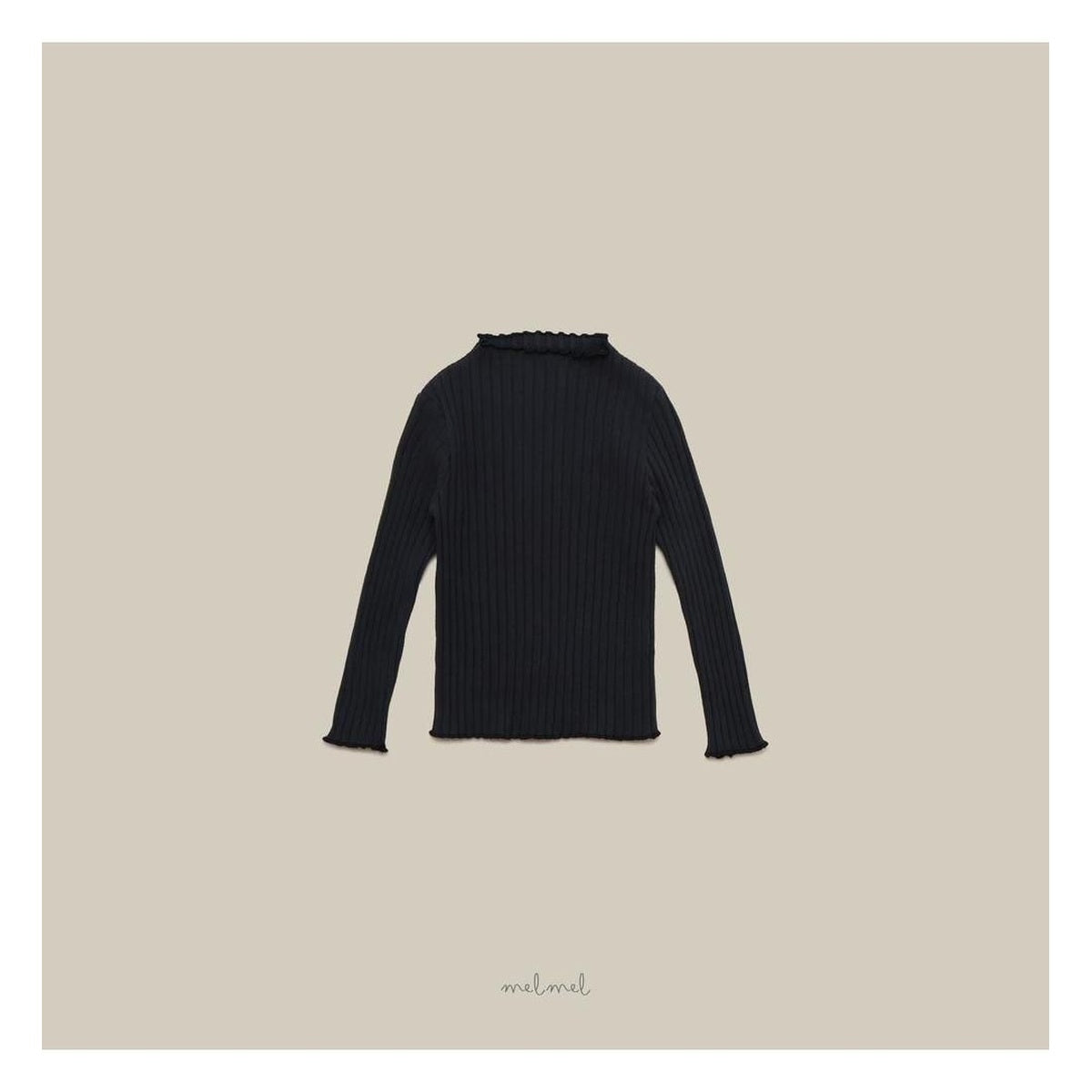 melmel モックネックリブTシャツ