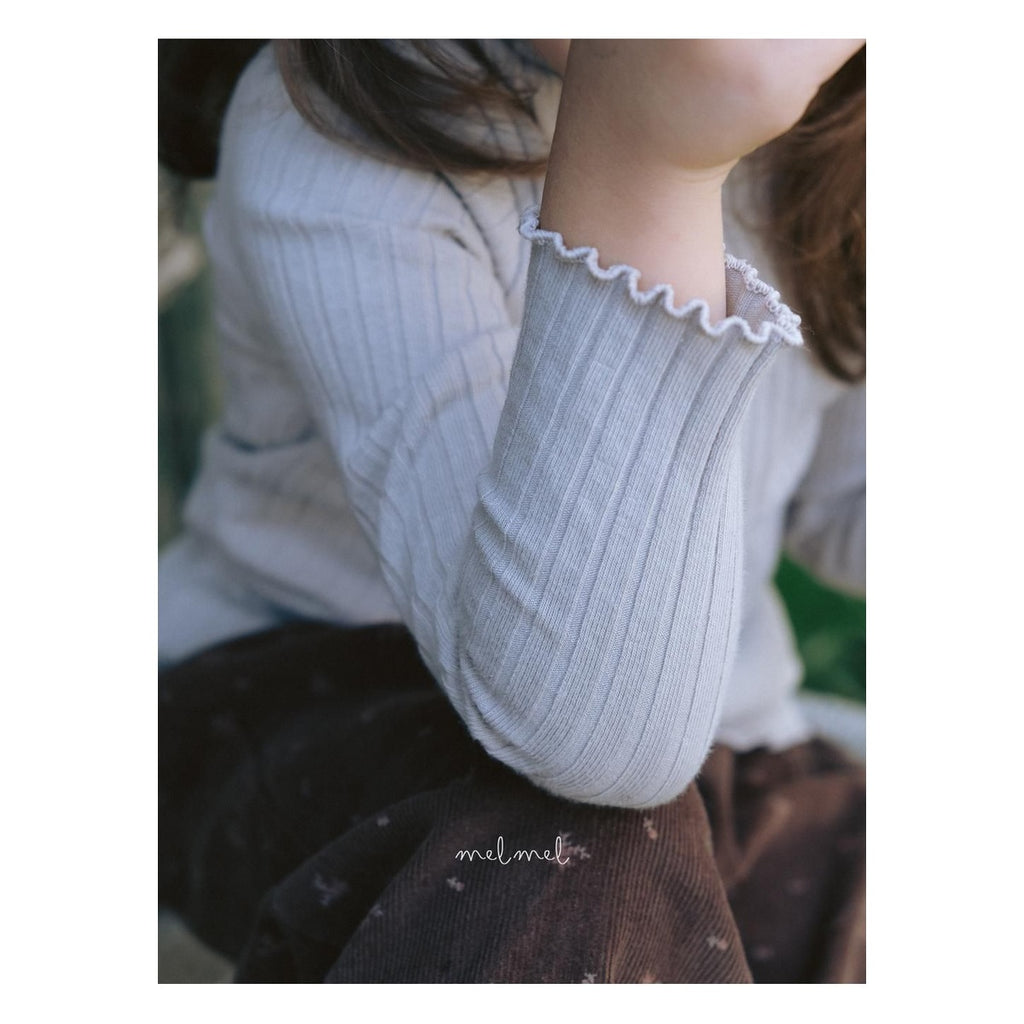 melmel モックネックリブTシャツ