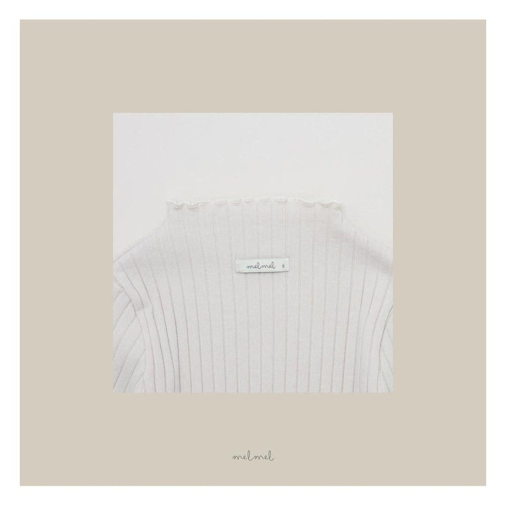 melmel モックネックリブTシャツ