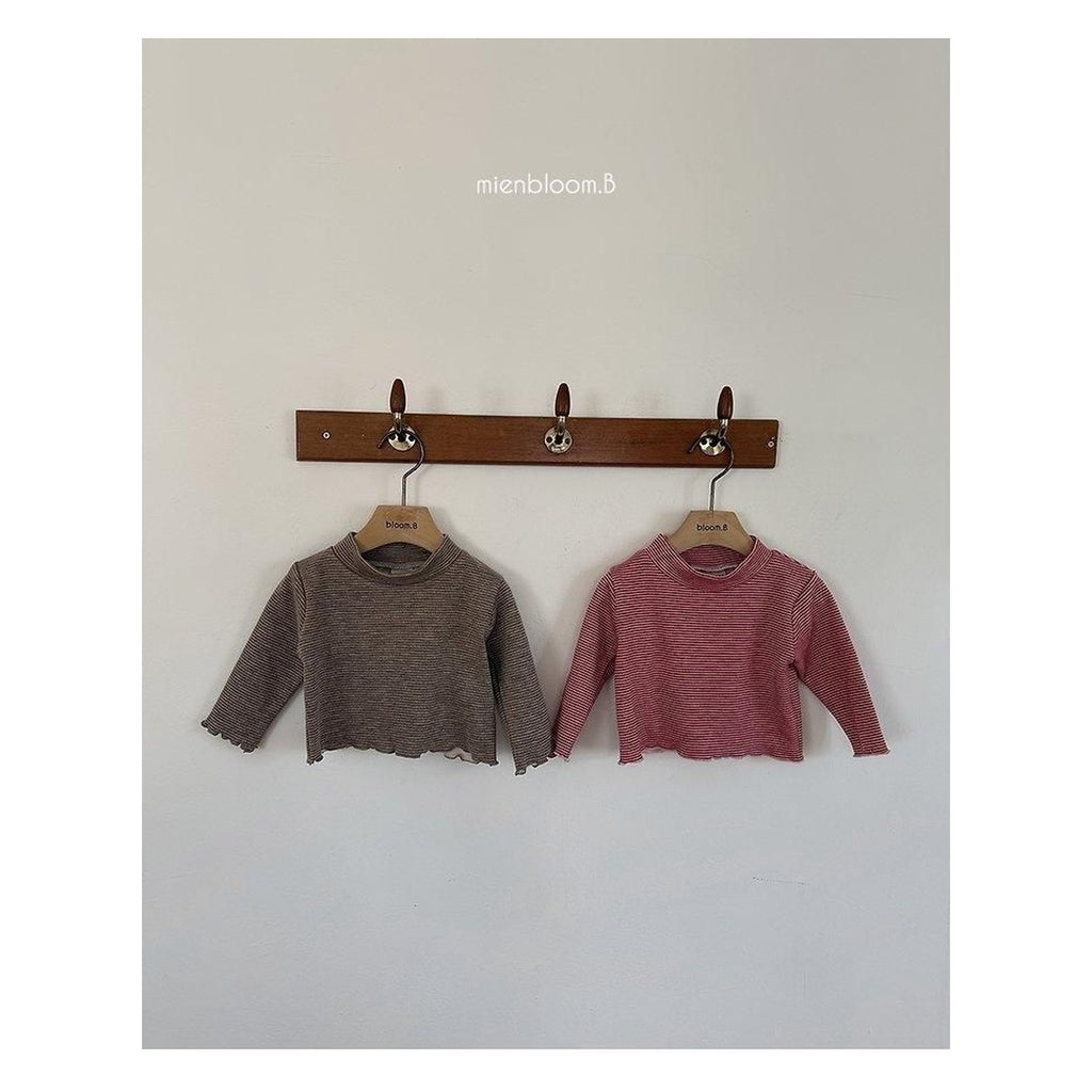 MienbloomB 細ストライプ ふわふわTシャツ