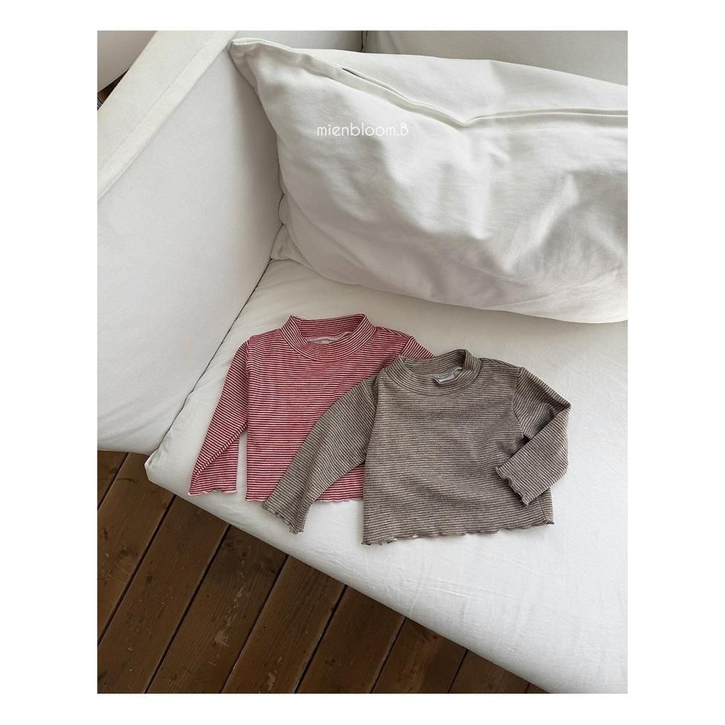 MienbloomB 細ストライプ ふわふわTシャツ
