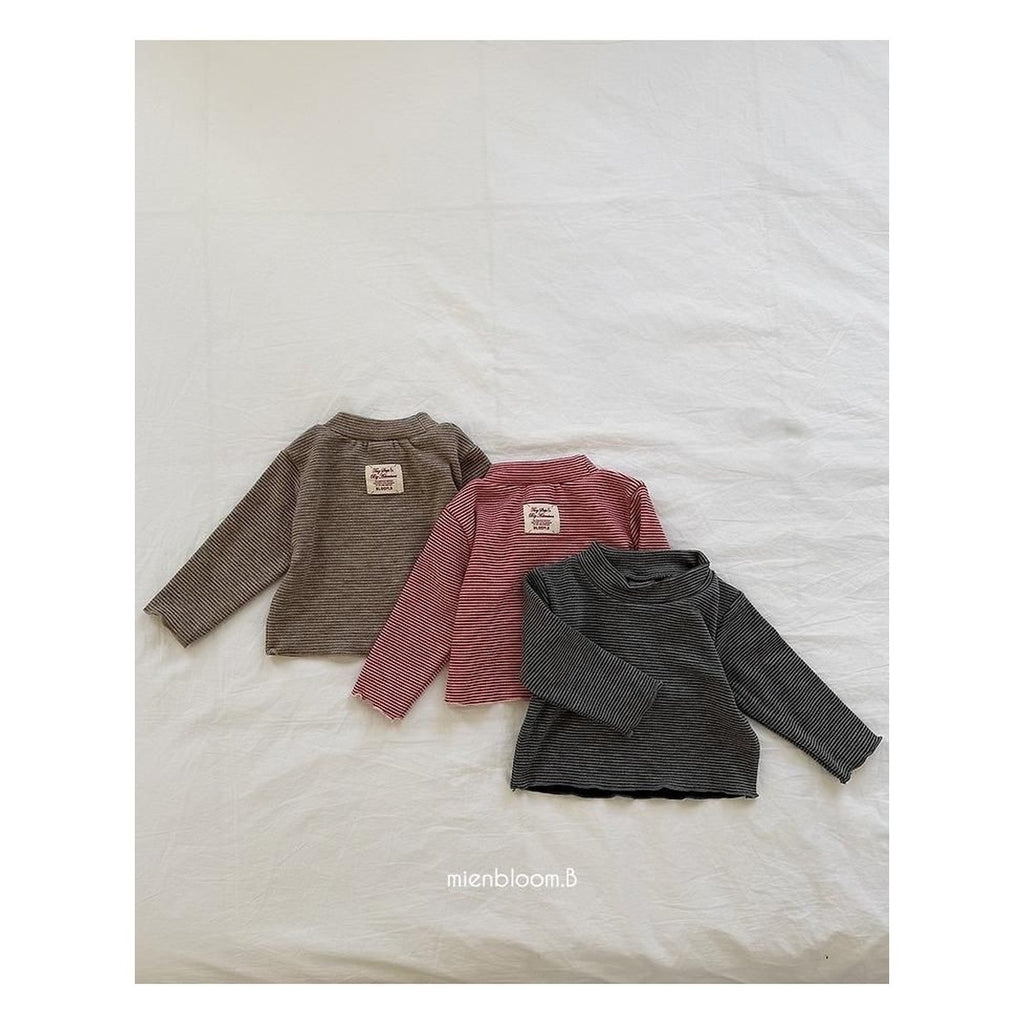 MienbloomB 細ストライプ ふわふわTシャツ