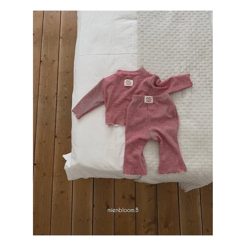 MienbloomB 細ストライプ ふわふわTシャツ