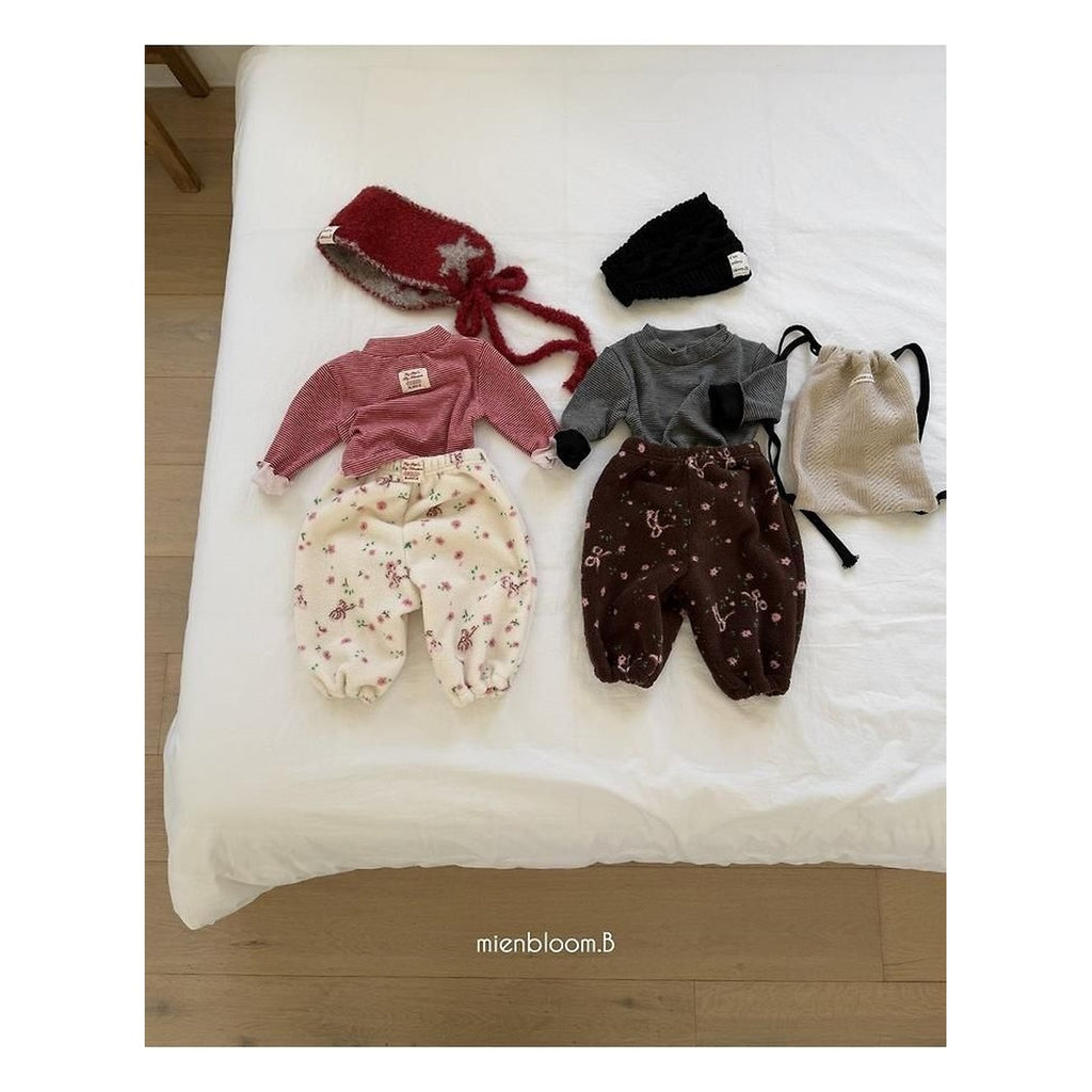 MienbloomB 細ストライプ ふわふわTシャツ