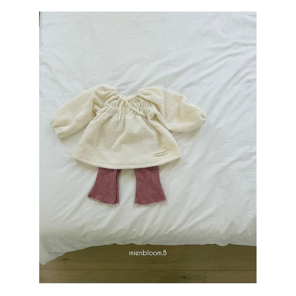 MienbloomB ふわストライプブーツカットパンツ