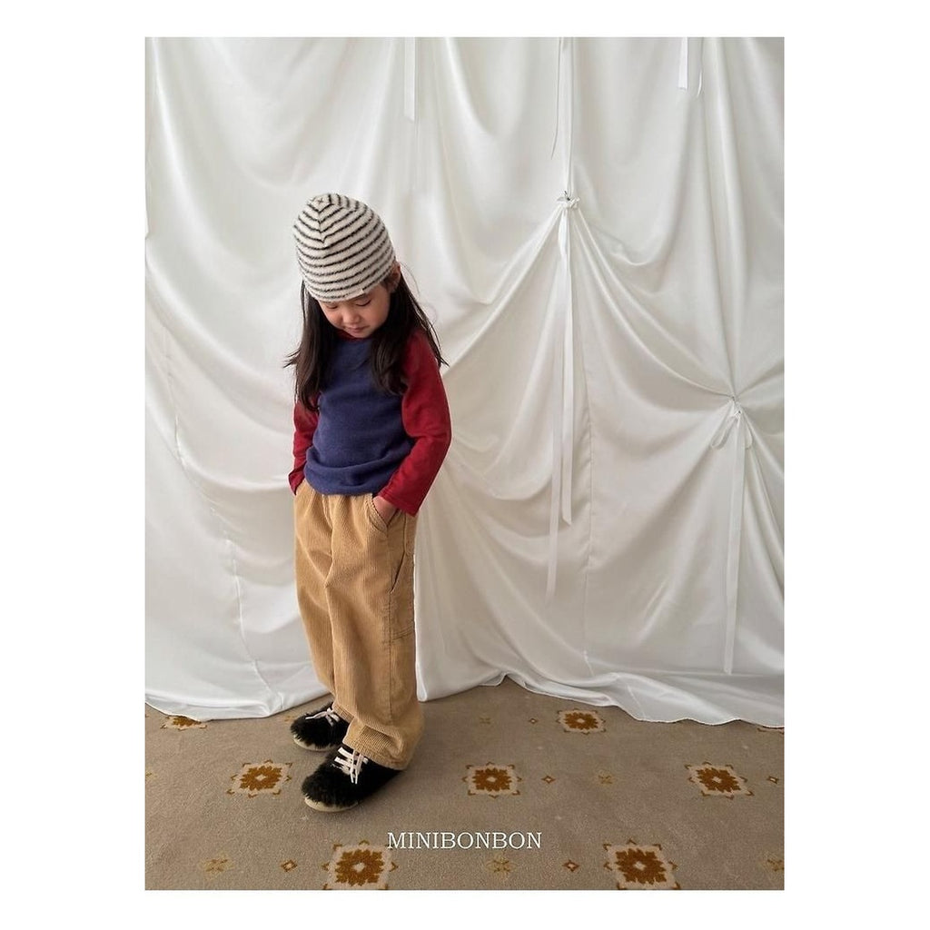 mini bonbon コーデュロイ風カーペンターパンツ