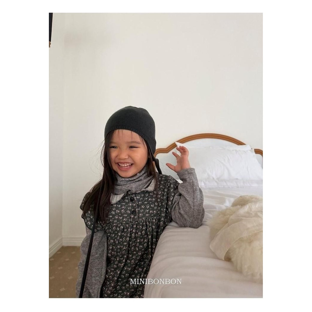 mini bonbon リブハーフタートルネックニット