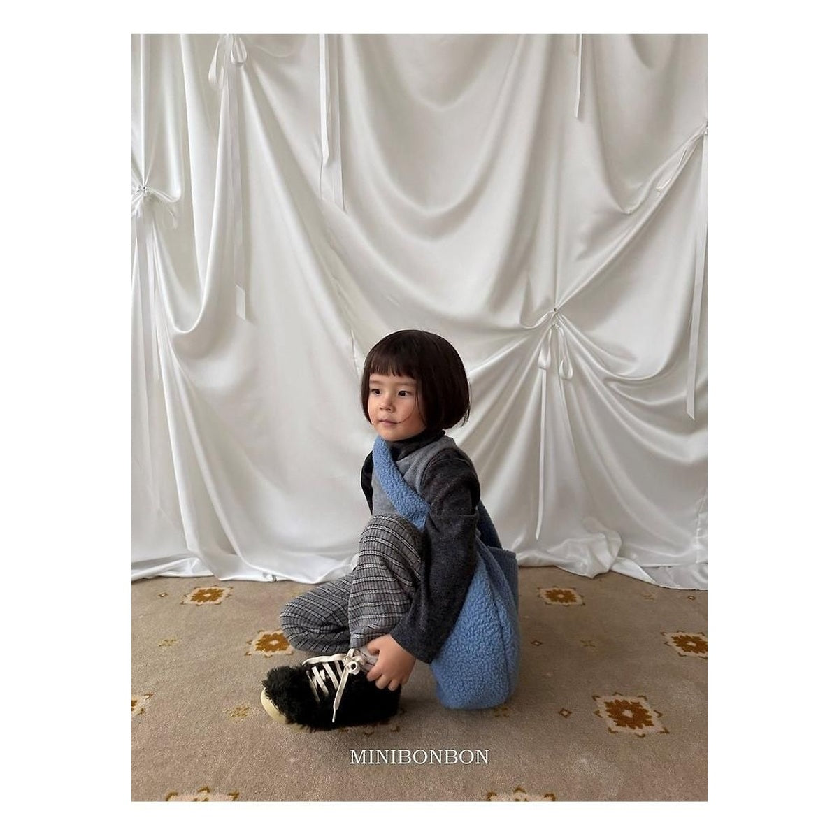 mini bonbon リブハーフタートルネックニット