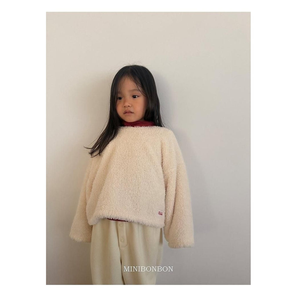 mini bonbon ふわふわカール　ニットトップスカーリーロンT