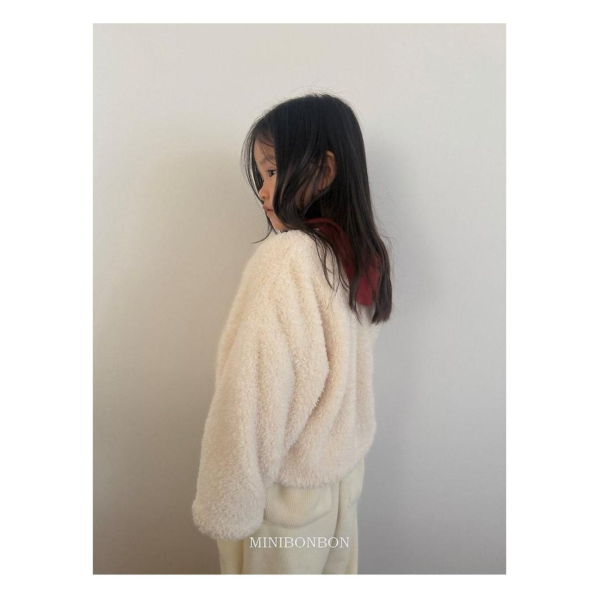 mini bonbon ふわふわカール　ニットトップスカーリーロンT