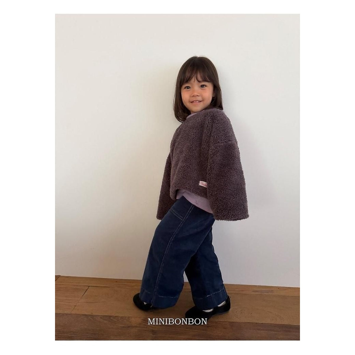 mini bonbon ふわふわカール　ニットトップスカーリーロンT
