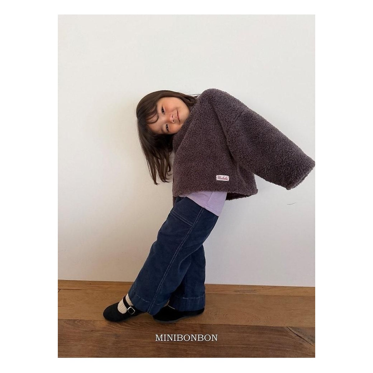 mini bonbon ふわふわカール　ニットトップスカーリーロンT