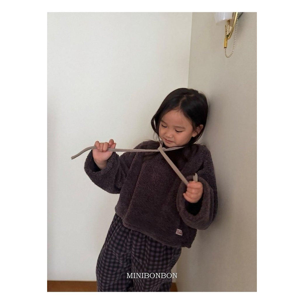 mini bonbon ふわふわカール　ニットトップスカーリーロンT