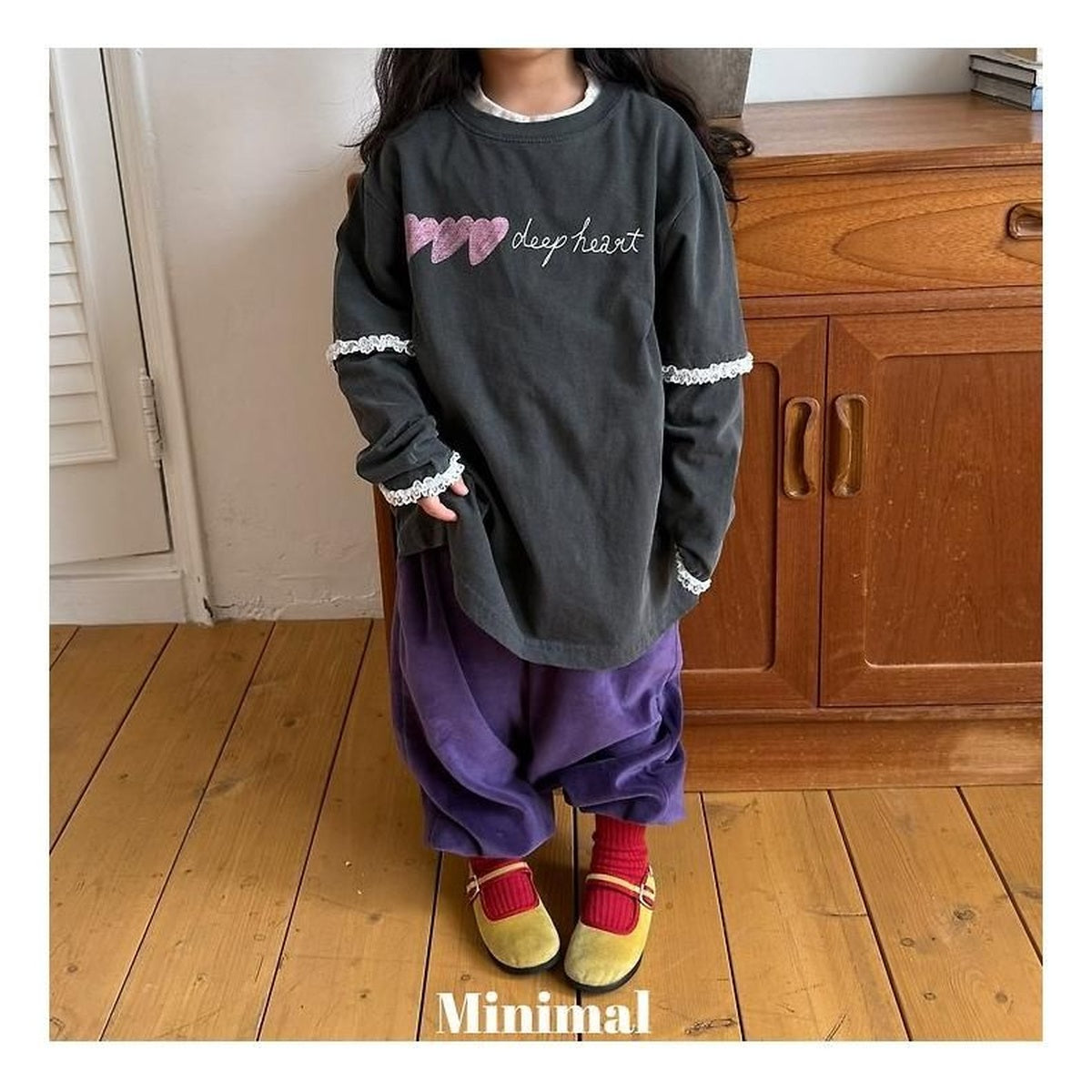 minimal ディープハートレースTシャツ