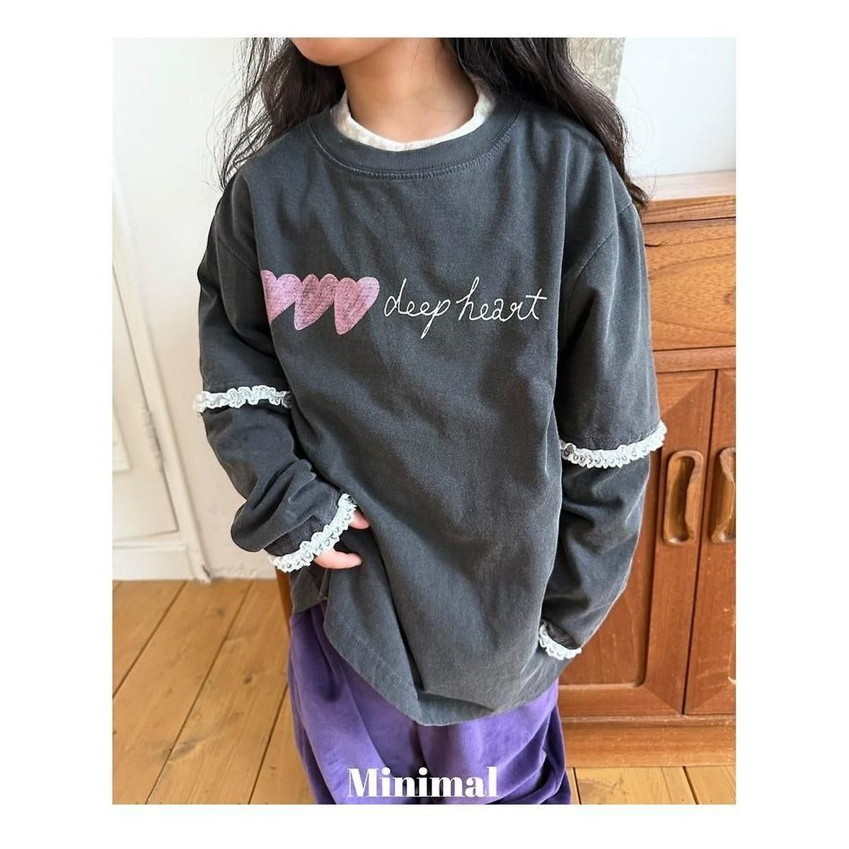 minimal ディープハートレースTシャツ