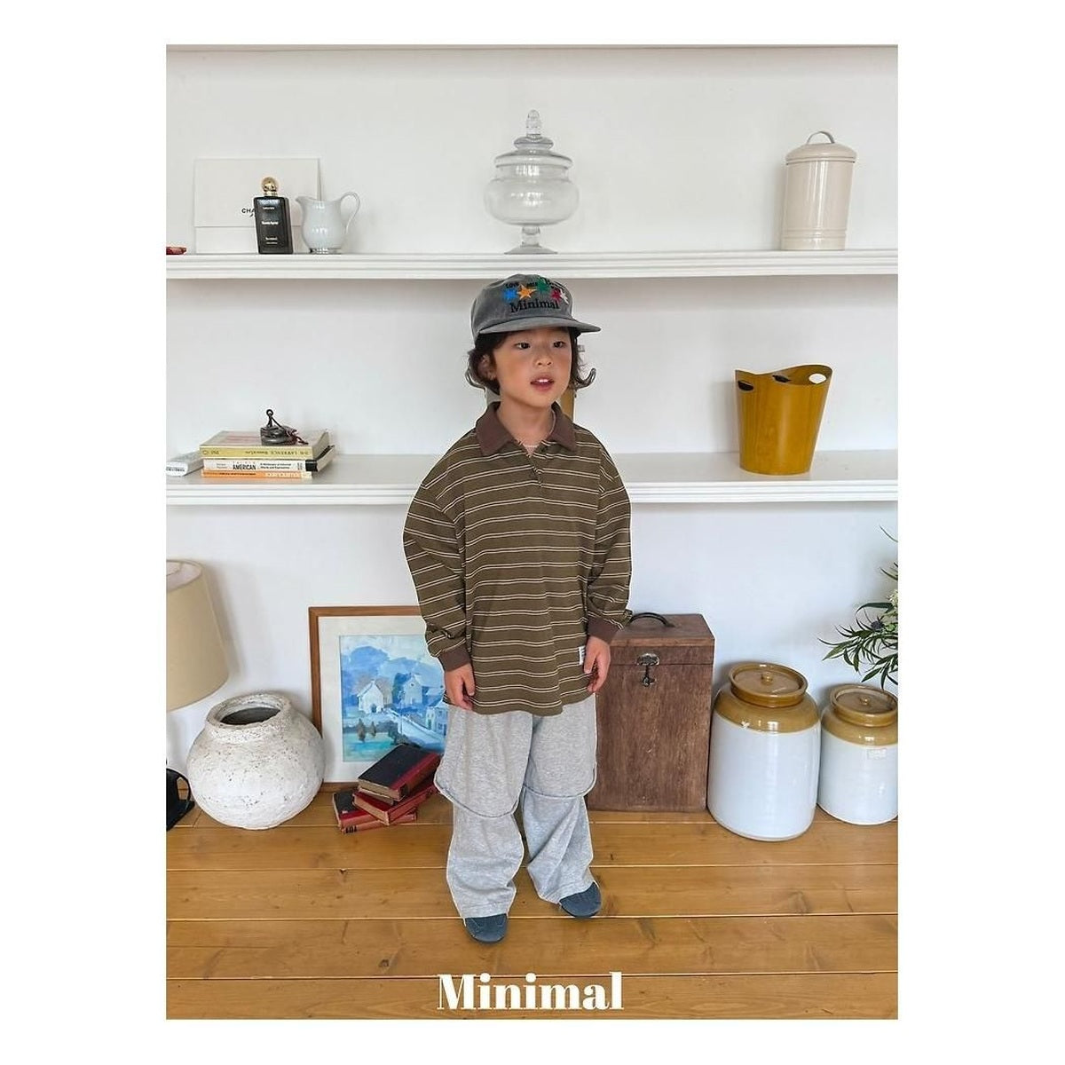 minimal ストライプカラーTシャツ