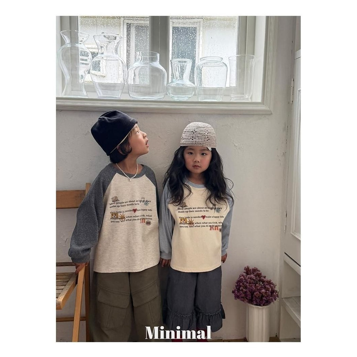 minimal プリンティングラグランTシャツ