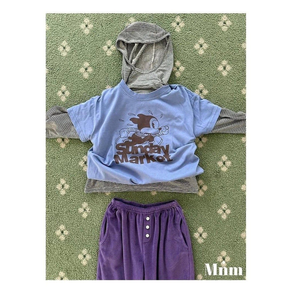 minimal ストライプフーディーTシャツストライプパーカー