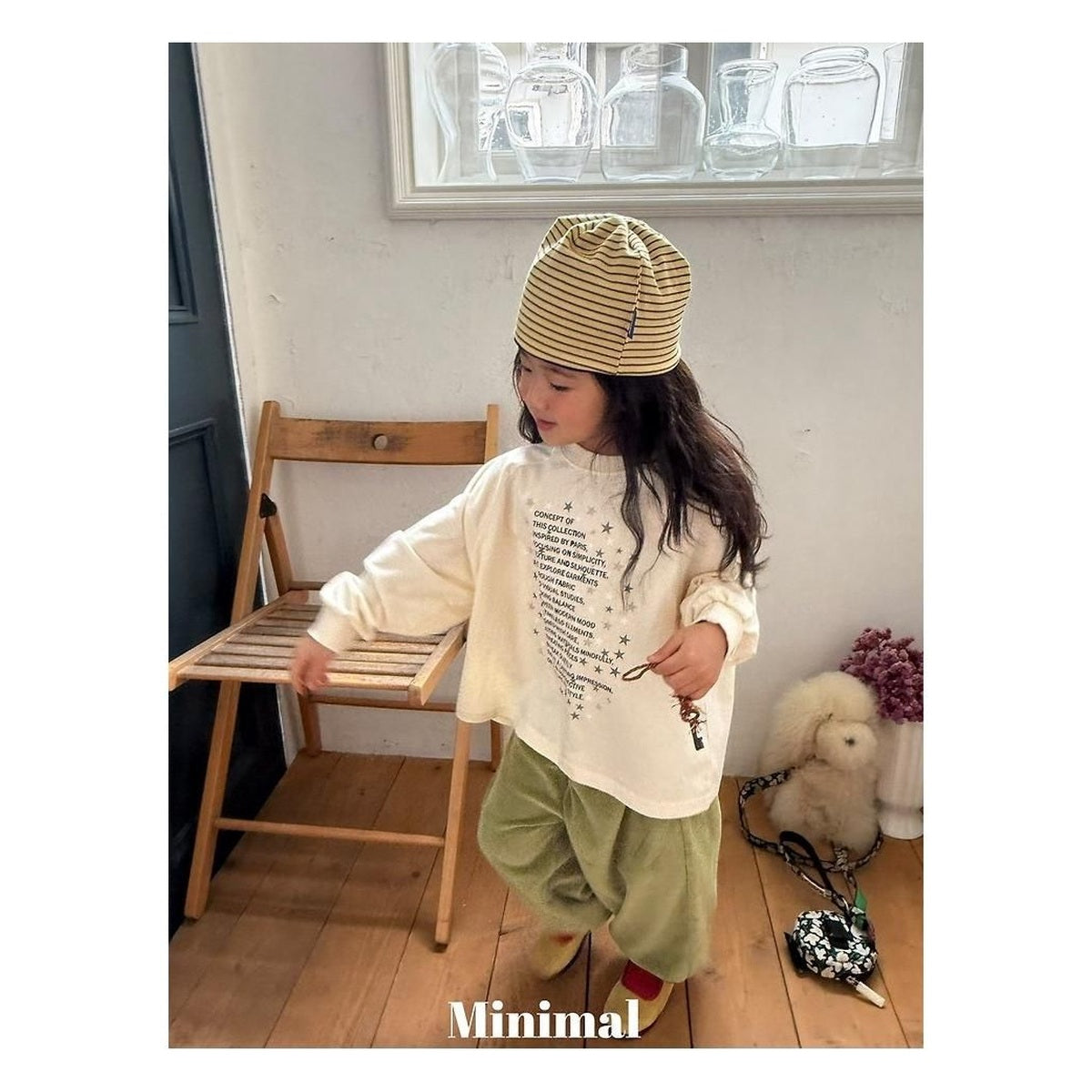 minimal スターレタリングTシャツ