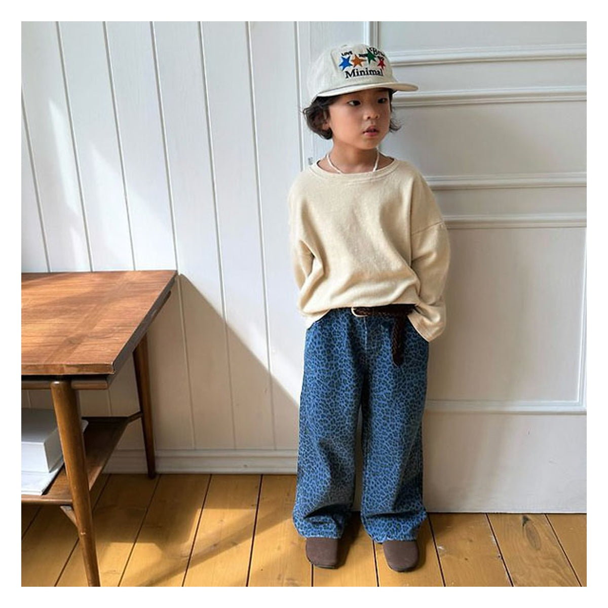 minimal ヒョウ柄スタンダードデニムパンツ
