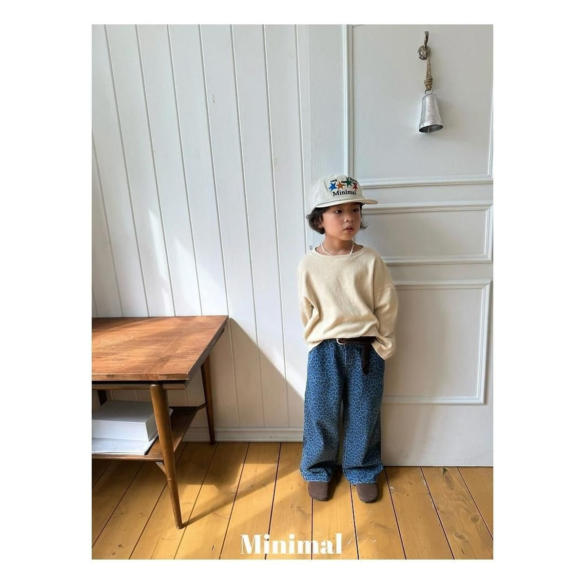 minimal ヒョウ柄スタンダードデニムパンツ