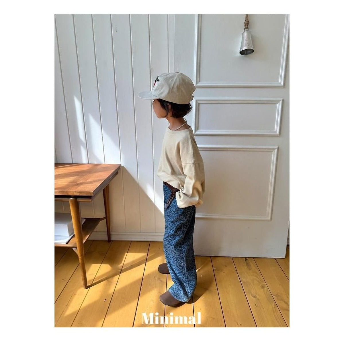 minimal ヒョウ柄スタンダードデニムパンツ