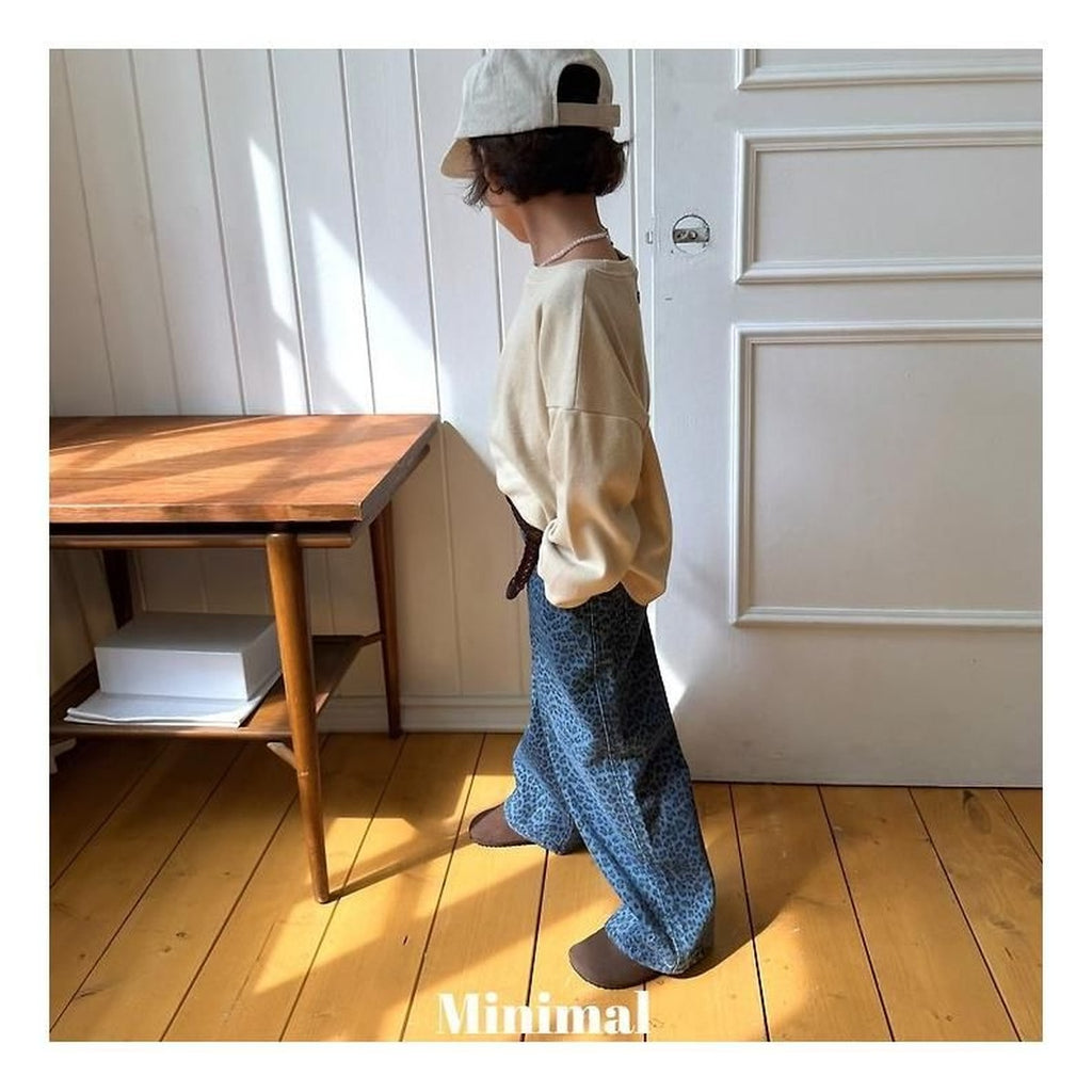 minimal ヒョウ柄スタンダードデニムパンツ