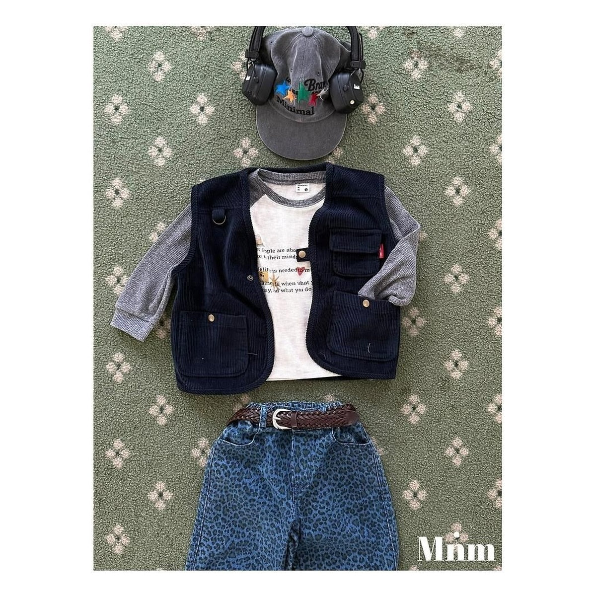 minimal ヒョウ柄スタンダードデニムパンツ
